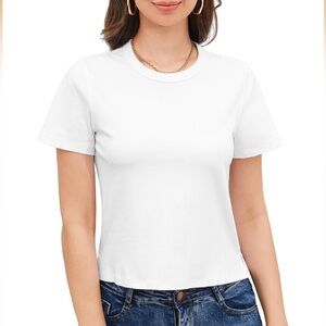 NWOT: Stelle Crewneck 100% Cotton Tee - White